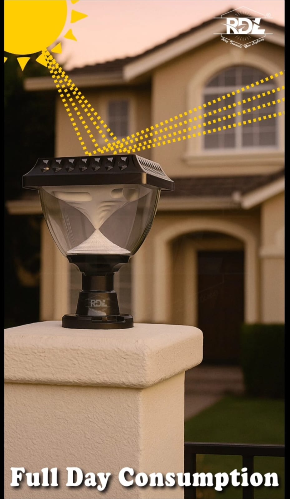 Solar Gate Light 20 watt, LED Post Light with Remote Control, Black– Waterproof for Home, Garden, Gate, Wall & Outdoor Use